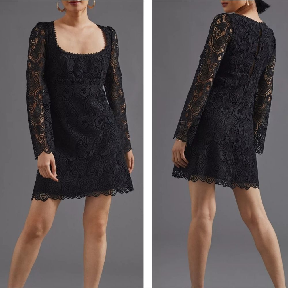 Anthropologie Maeve Embroidered Lace Mini Dress Size 14  NWT